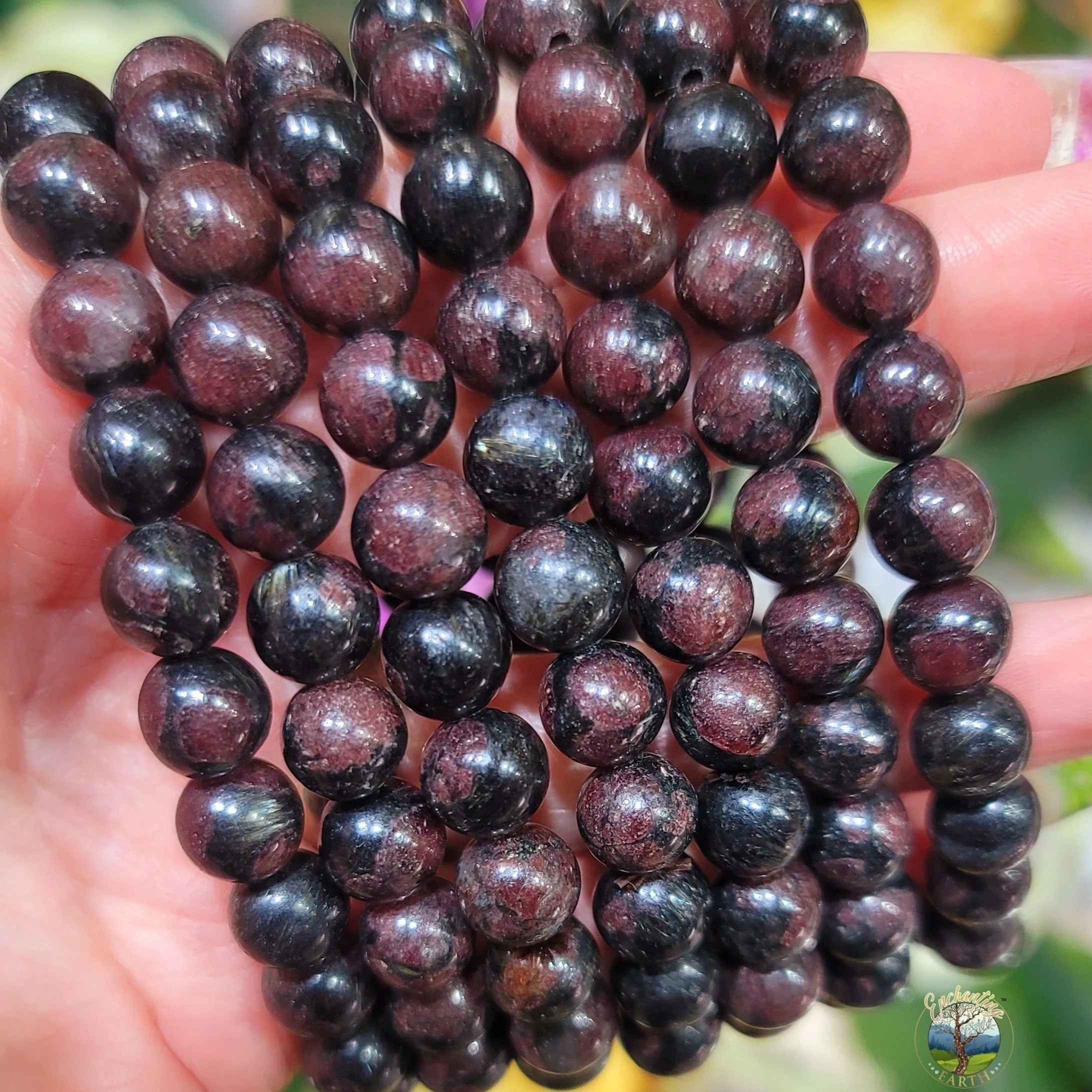 Garnet in Arfvedsonite Bracelet for Attracting Your Desires, Grounding and Health