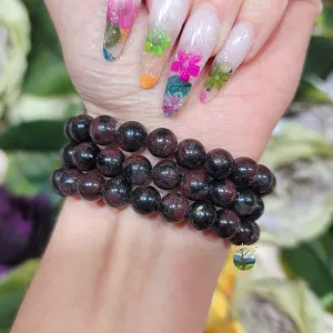 Garnet in Arfvedsonite Bracelet for Attracting Your Desires, Grounding and Health
