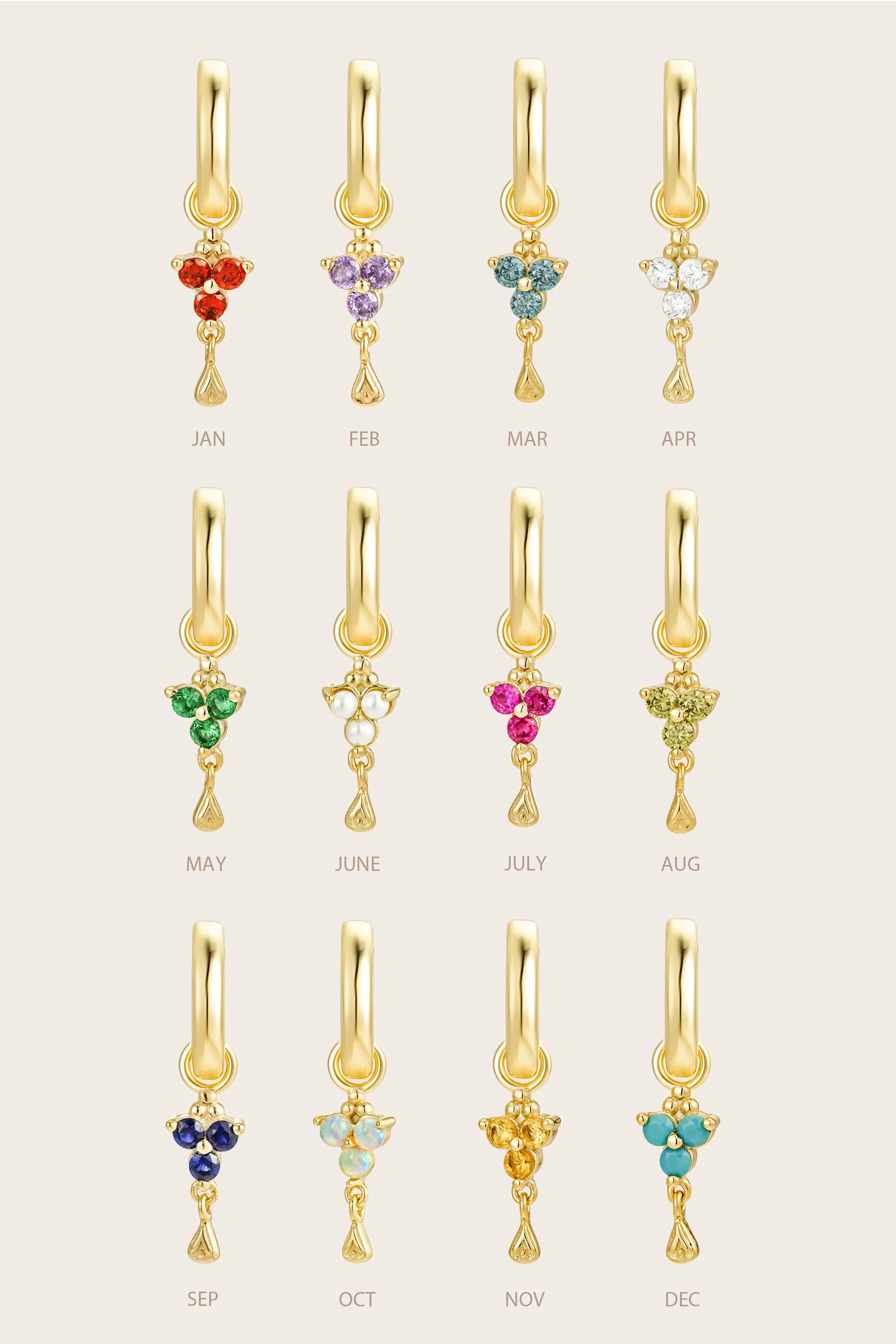 Gold Birthstone Charm - Garnet/January