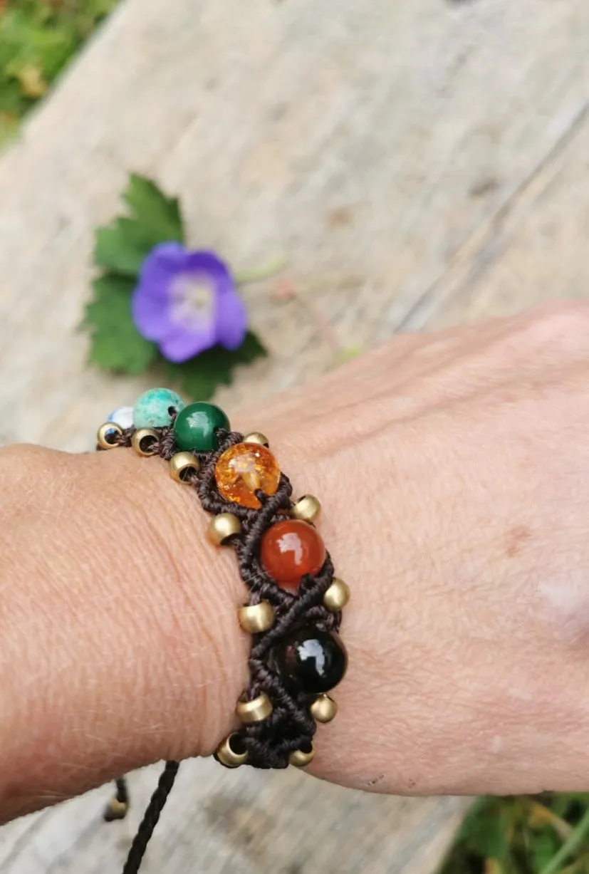 Handmade Unisex Natural stones beads Seven Chakra Bracelet
