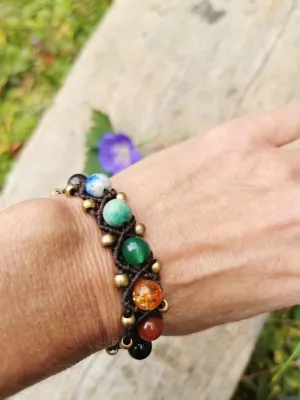 Handmade Unisex Natural stones beads Seven Chakra Bracelet