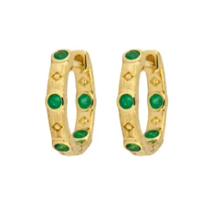 Jane Hoop Earrings With Emerald Inlay