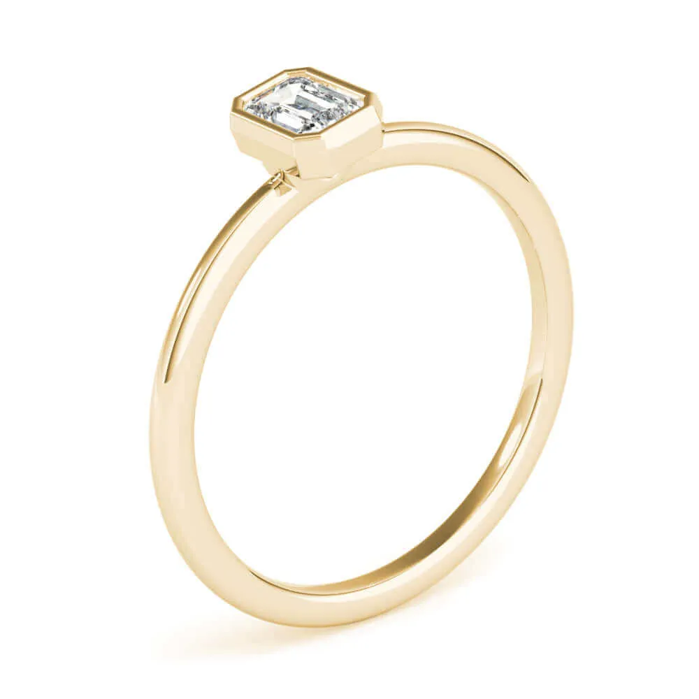 JewelMore 1/3 CT. Certified Emerald Diamond Bezel-Set Solitaire Engagement Ring in 14K Gold H-I / VS2-SI1) / from our Luxury Collection