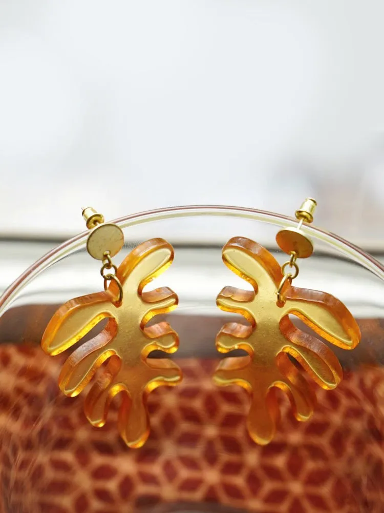 Matisse Leaf Earrings - Amber