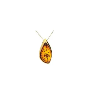 MILENA Gold Plated Elegant Amber Pendant Necklace