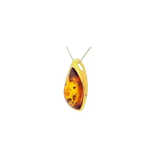 MILENA Gold Plated Elegant Amber Pendant Necklace