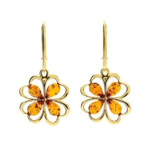 MILENA Gold Plated Silver Amber Drop Earrings