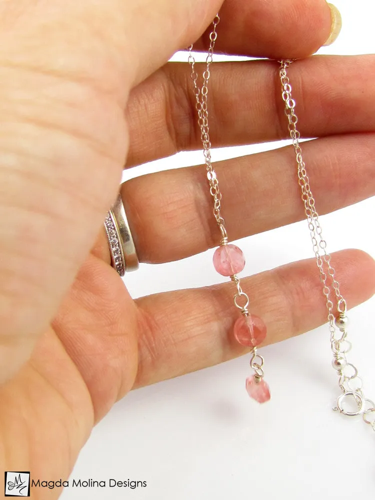 Mini Goddess (children) Triple Cherry Quartz on Delicate Chain Necklace