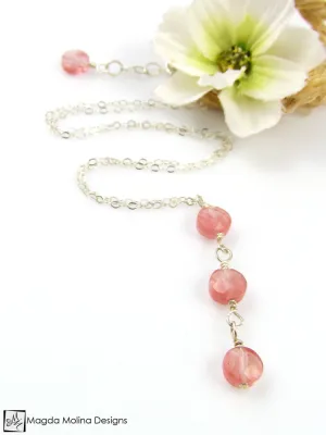 Mini Goddess (children) Triple Cherry Quartz on Delicate Chain Necklace