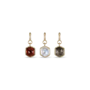 Mini Hexagon Dome Gemstone SR Pendant