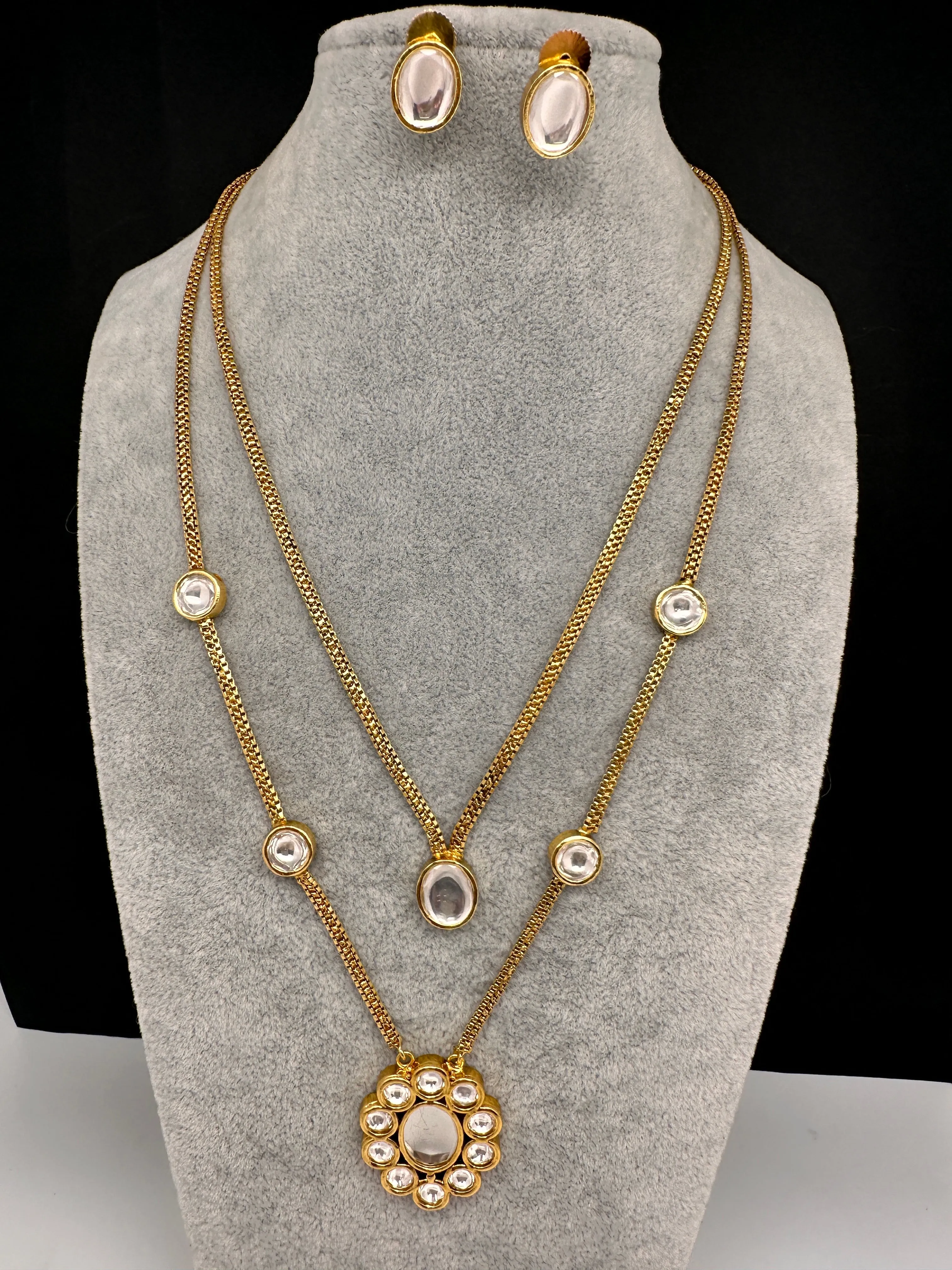 Moisaanite Double Layer Chain Dainty Necklace