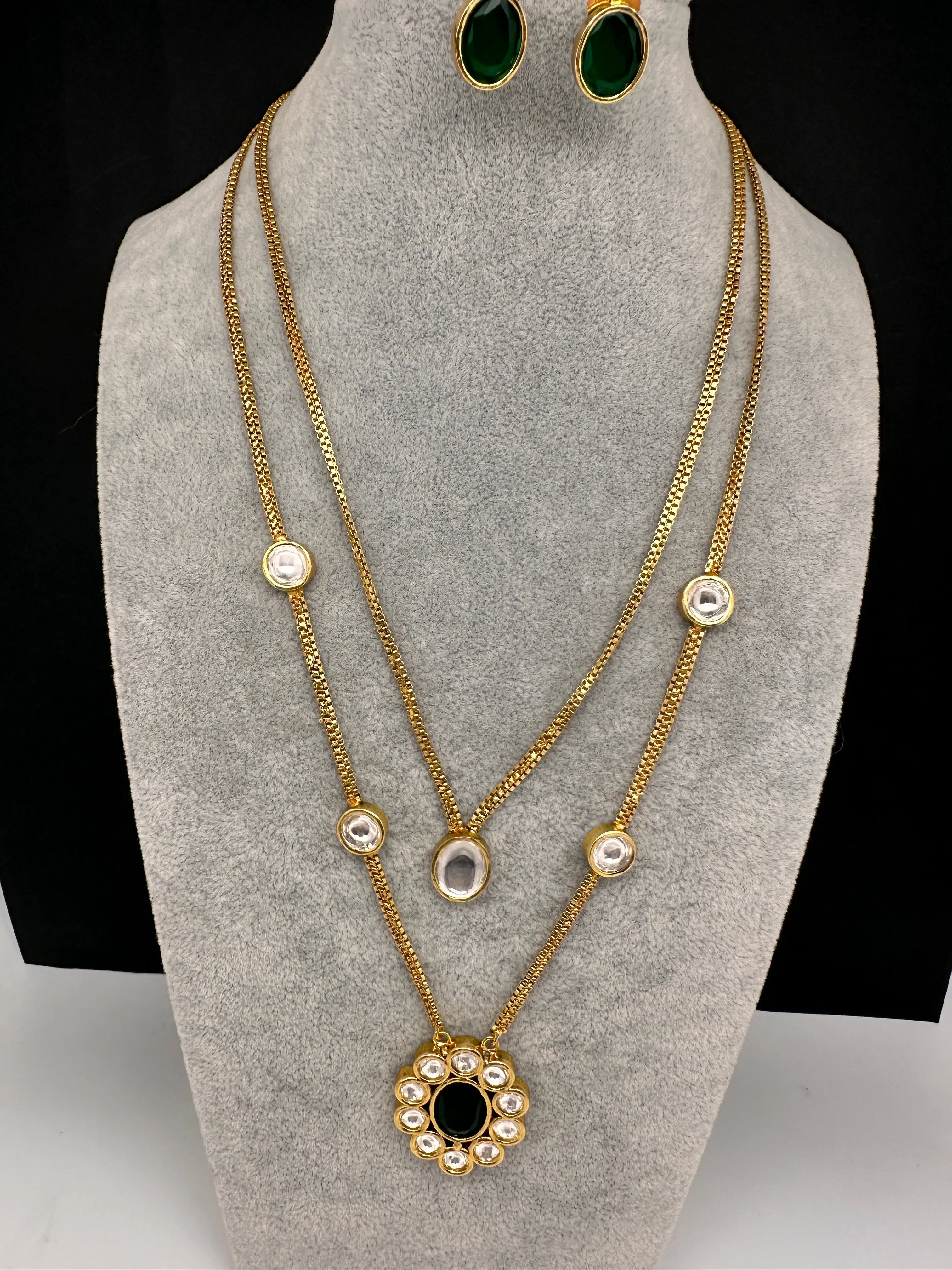 Moisaanite Double Layer Chain Dainty Necklace