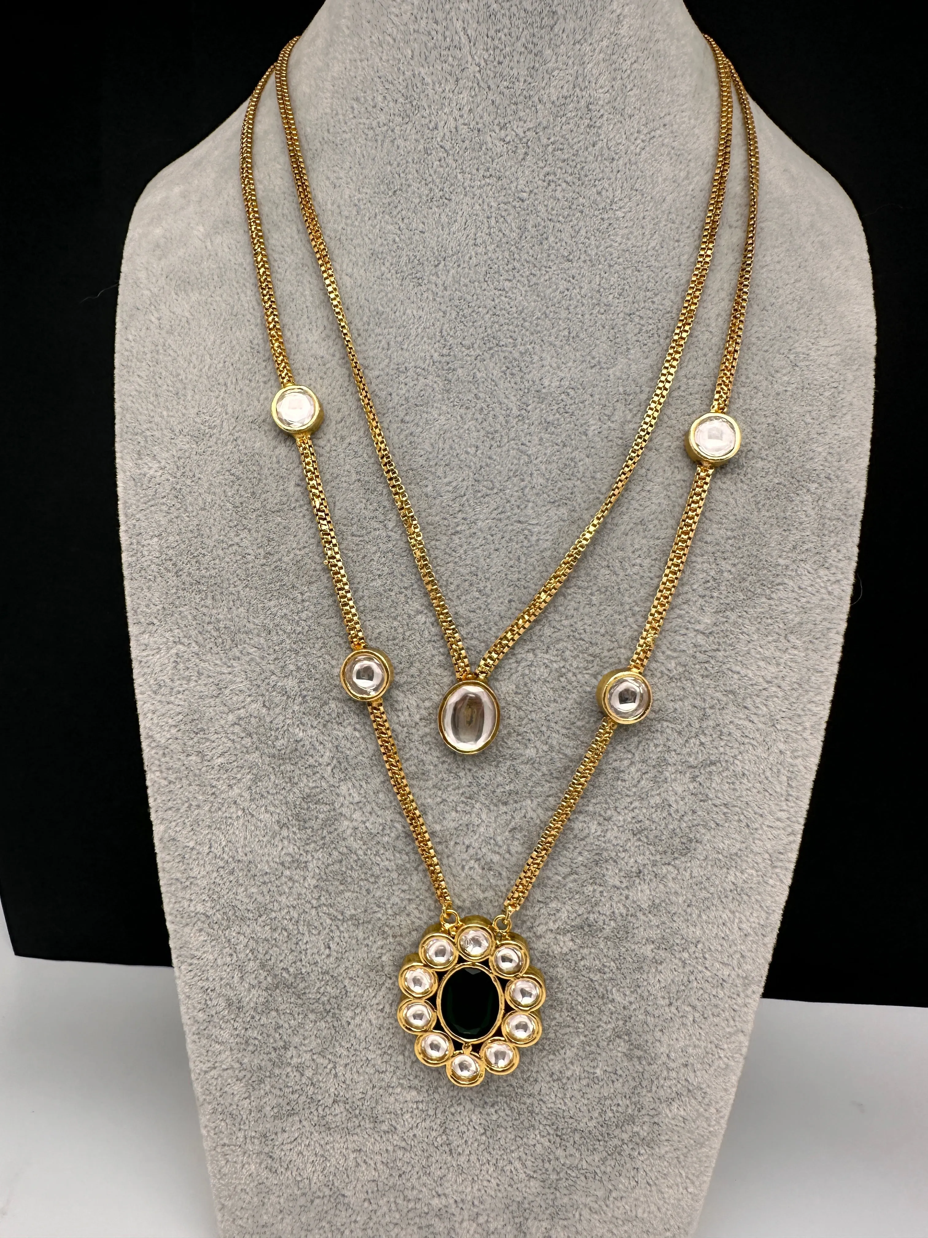 Moisaanite Double Layer Chain Dainty Necklace