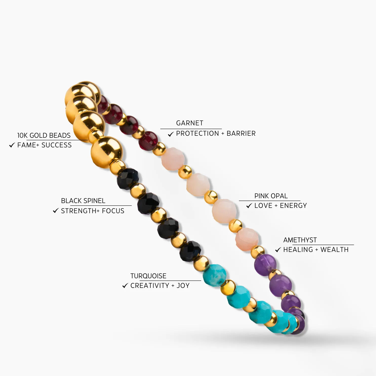 Multiple Blessing Spiritual Bracelet with REAL Gold