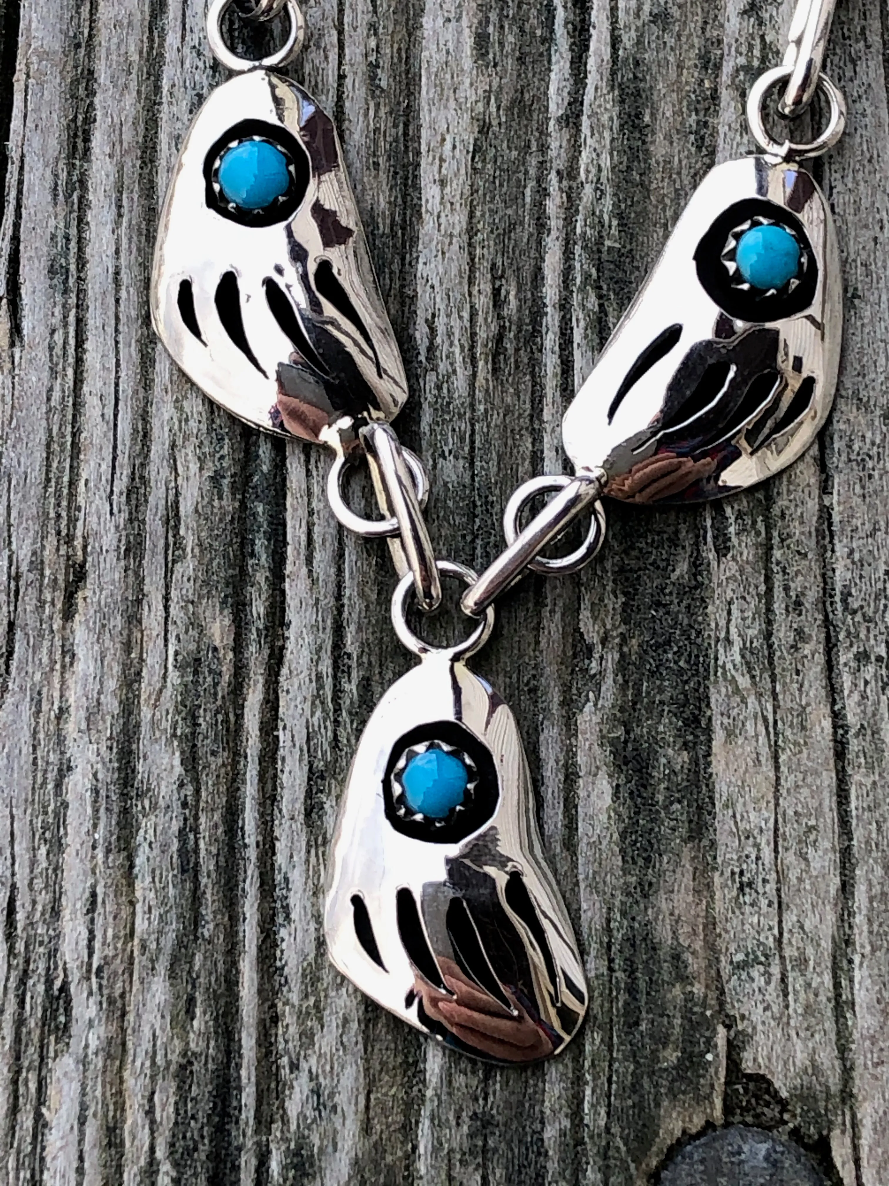 Navajo Turquoise Bear paw Sterling silver Necklace