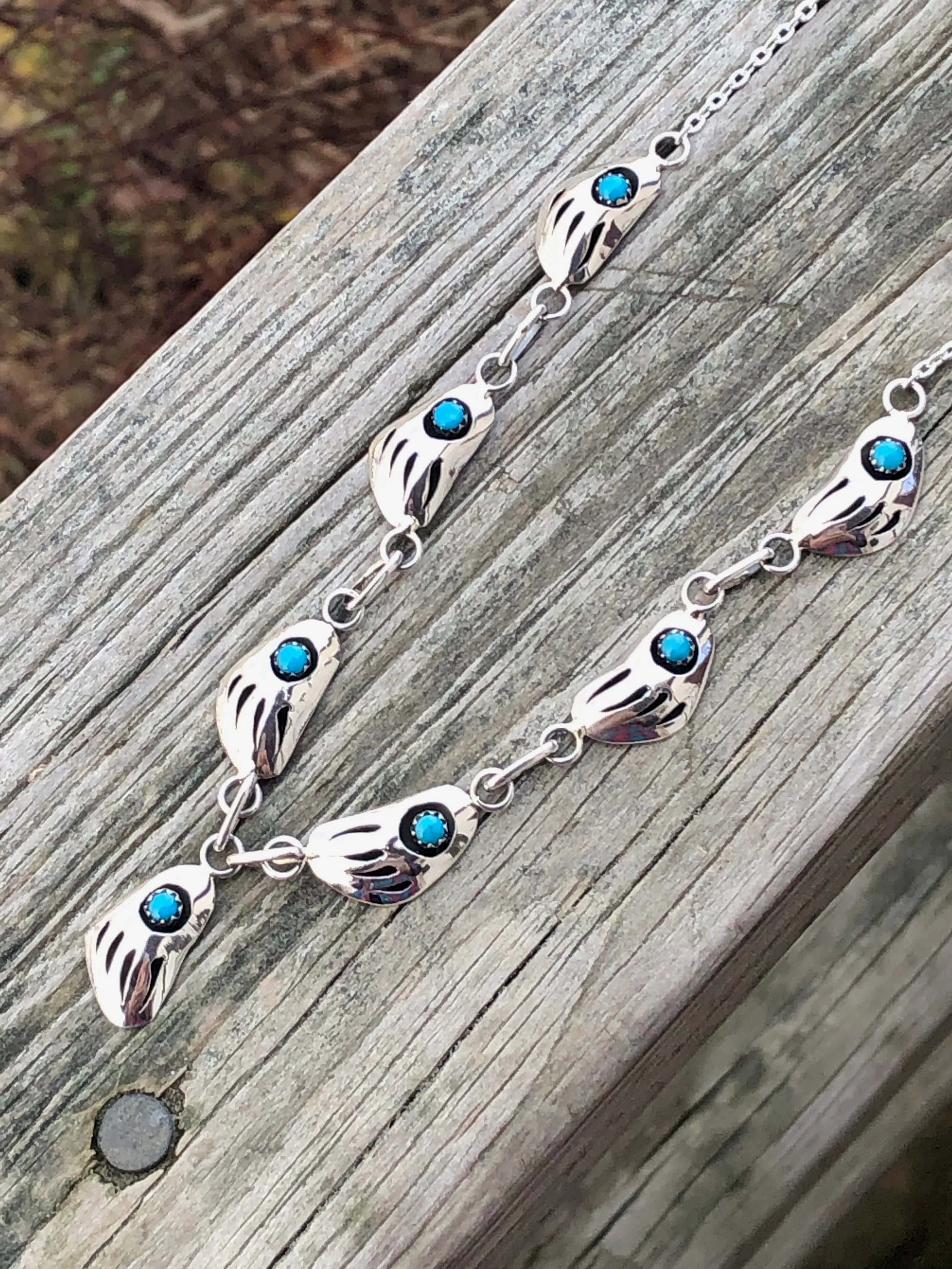Navajo Turquoise Bear paw Sterling silver Necklace
