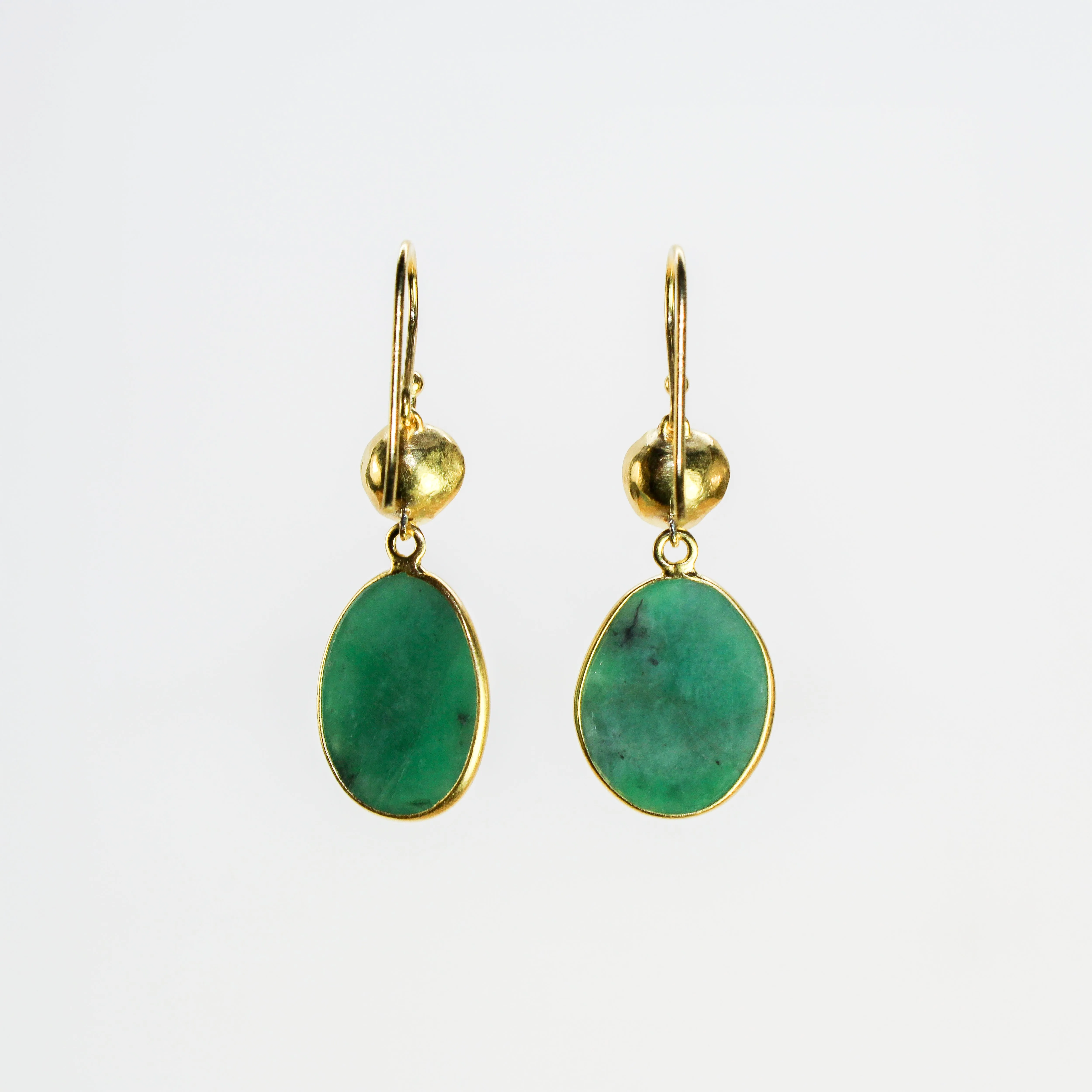 NEW! Large Pod and Emerald Earrings in Gold Vermeil by Sarah Richardson