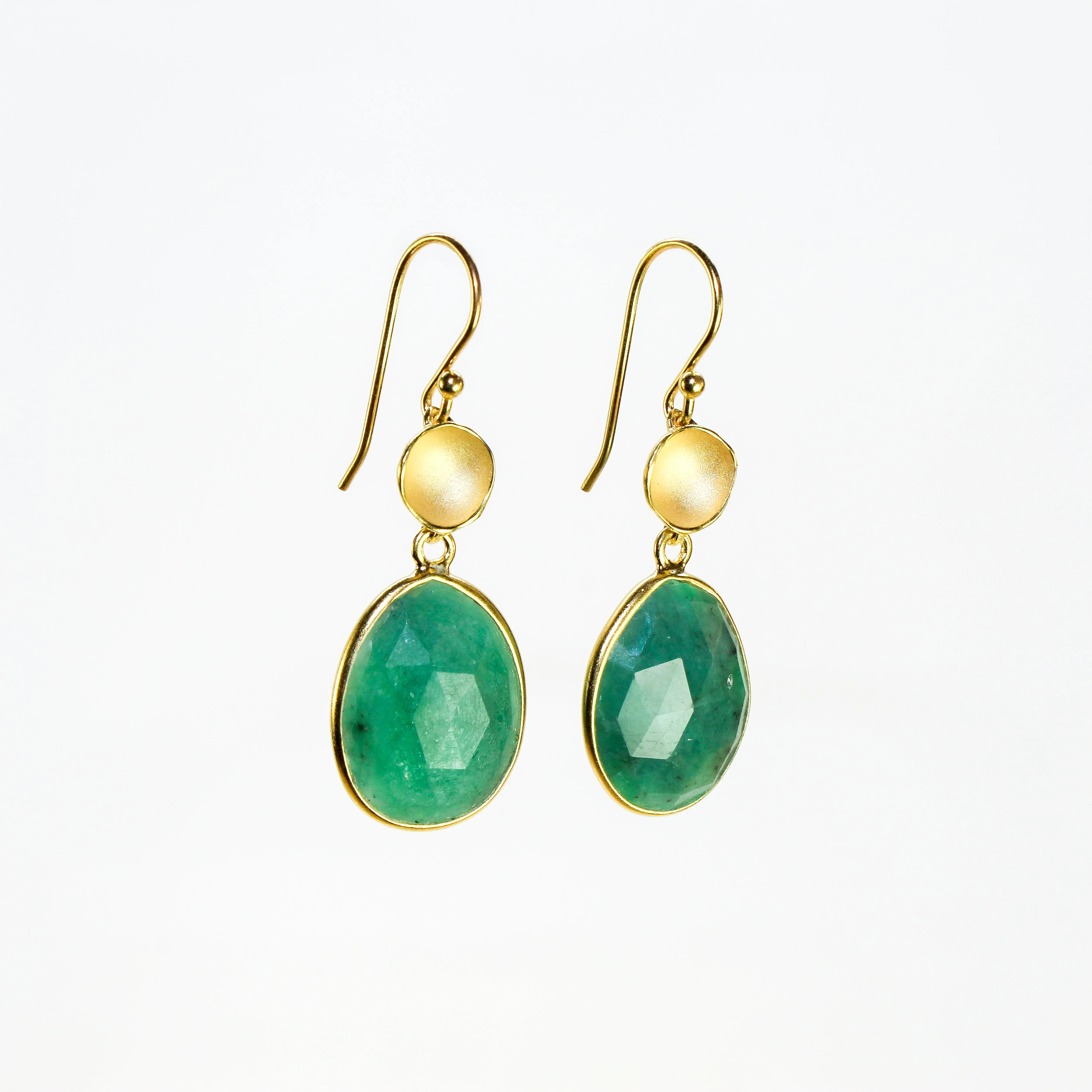 NEW! Large Pod and Emerald Earrings in Gold Vermeil by Sarah Richardson