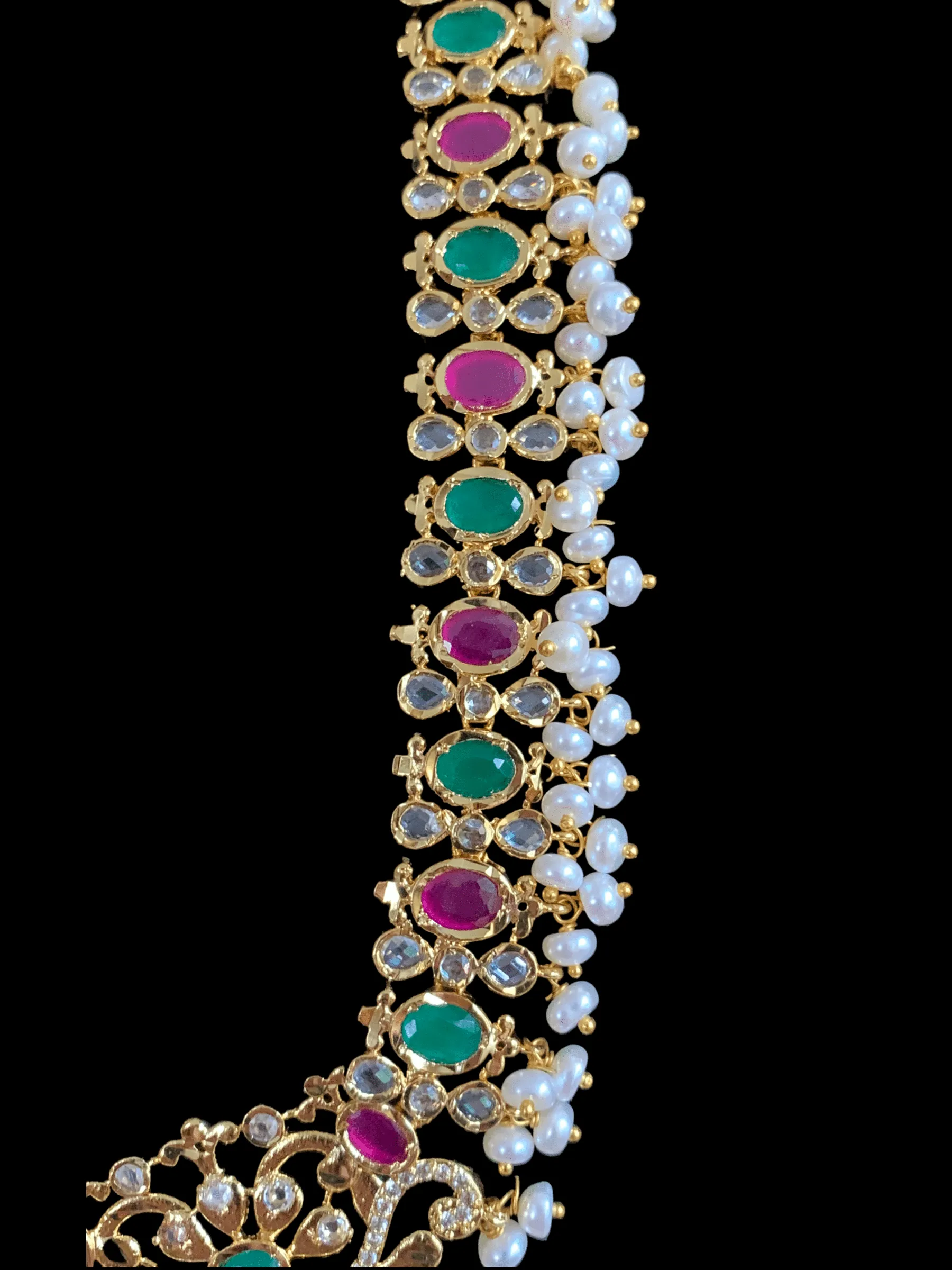 NS252 Amani ruby emerald  necklace set (READY TO SHIP)