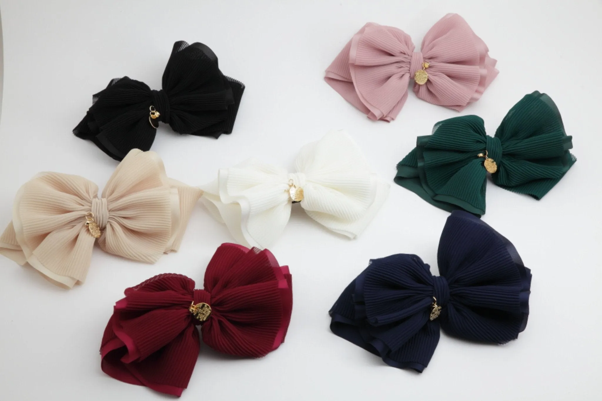 Pleat Layer Hair Bow French Hair Barrette Women Hair Accessories Big Bow hair Barrette