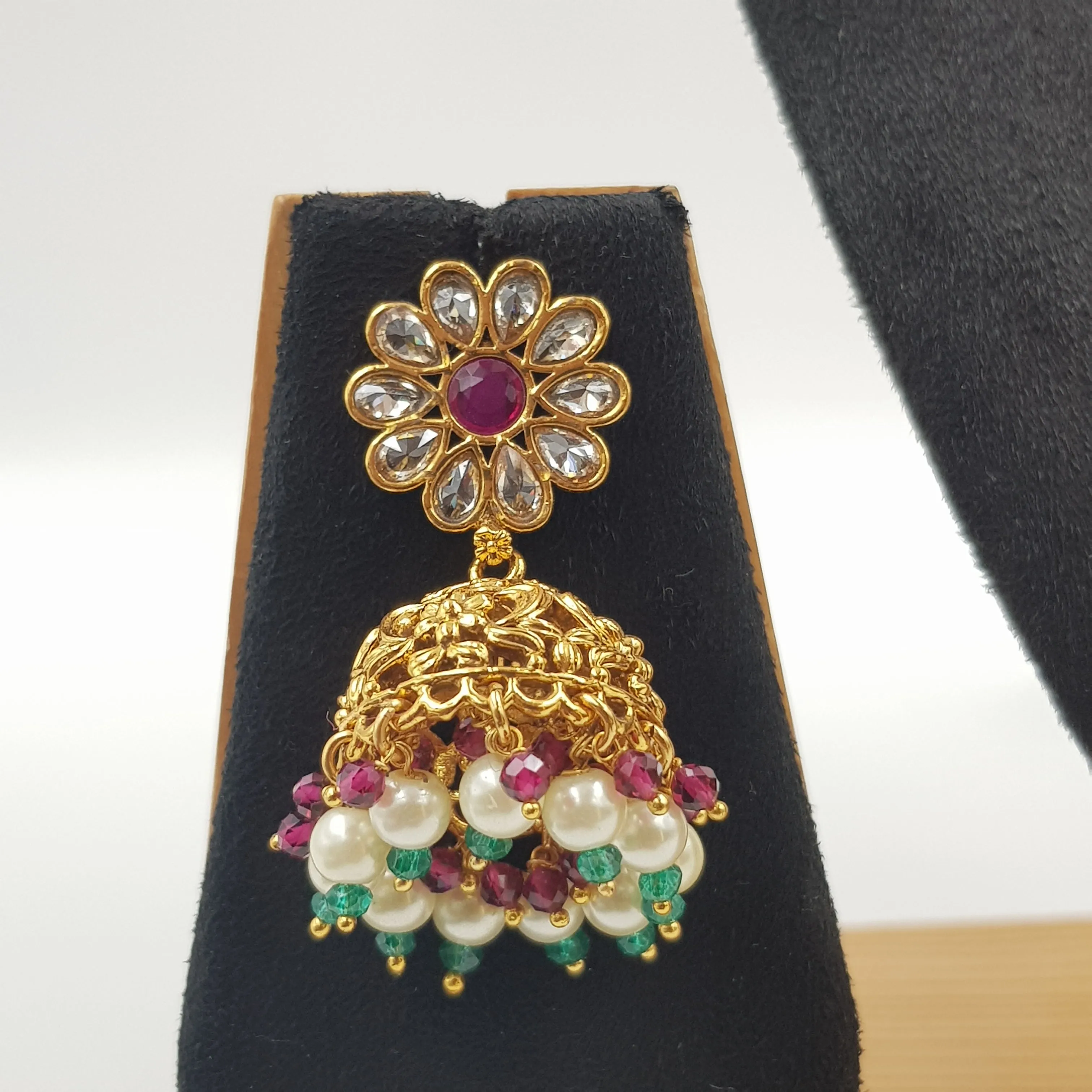 Polki Choker Set With Ruby Green Emerald Stones
