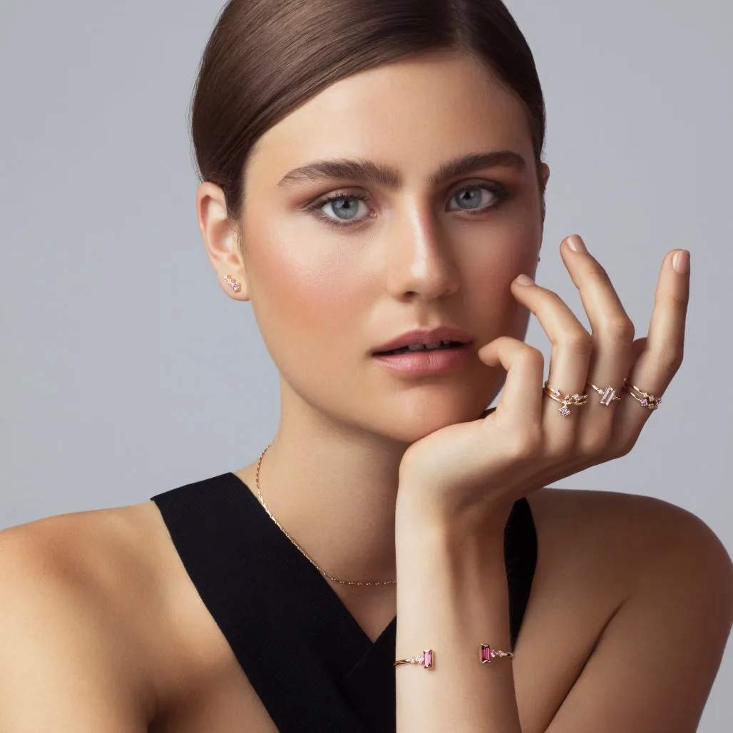 Prism Bangle- Rhodolite garnet & pink sapphires