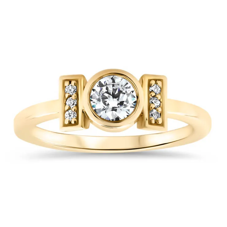 Round Engagement Ring Unique Setting - Nora