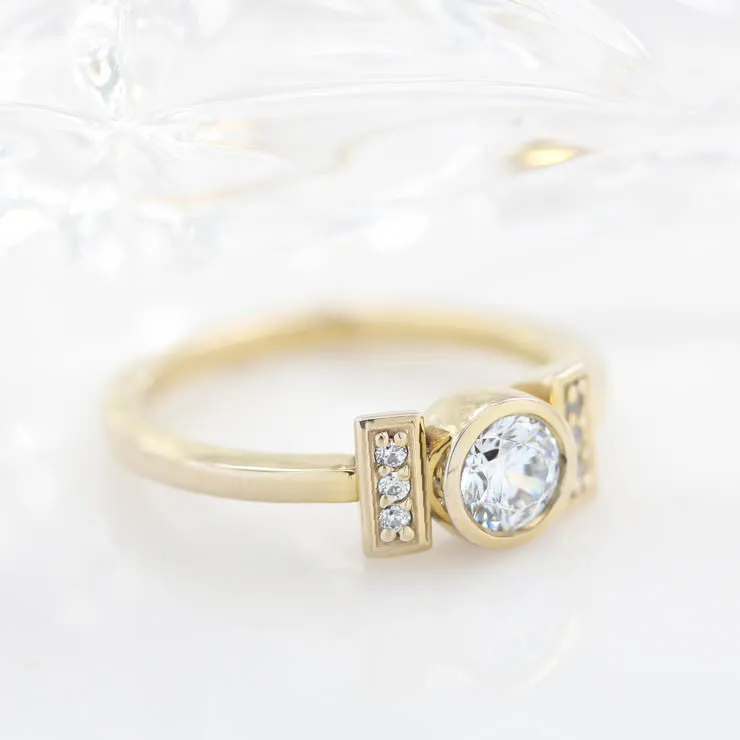 Round Engagement Ring Unique Setting - Nora