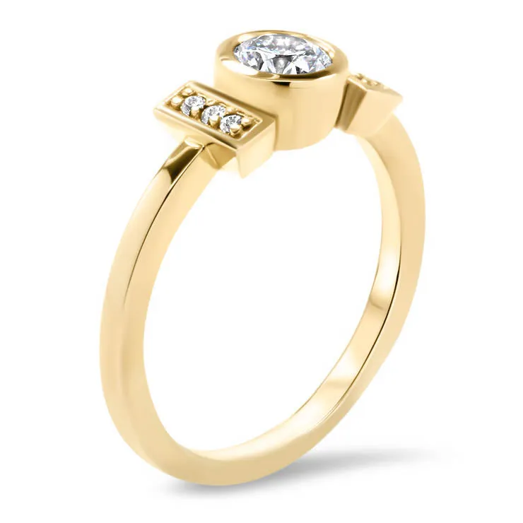 Round Engagement Ring Unique Setting - Nora