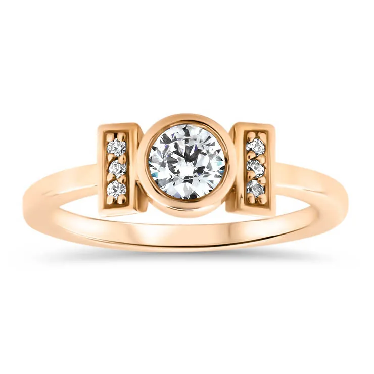Round Engagement Ring Unique Setting - Nora