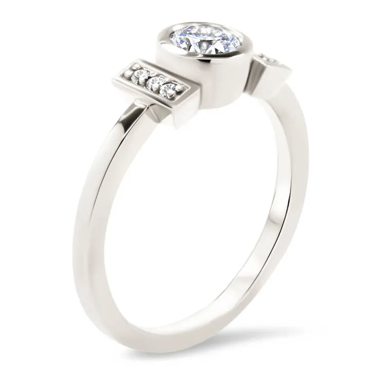 Round Engagement Ring Unique Setting - Nora