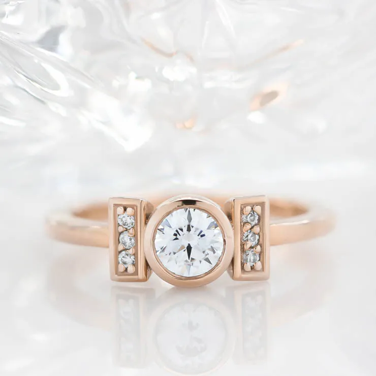 Round Engagement Ring Unique Setting - Nora