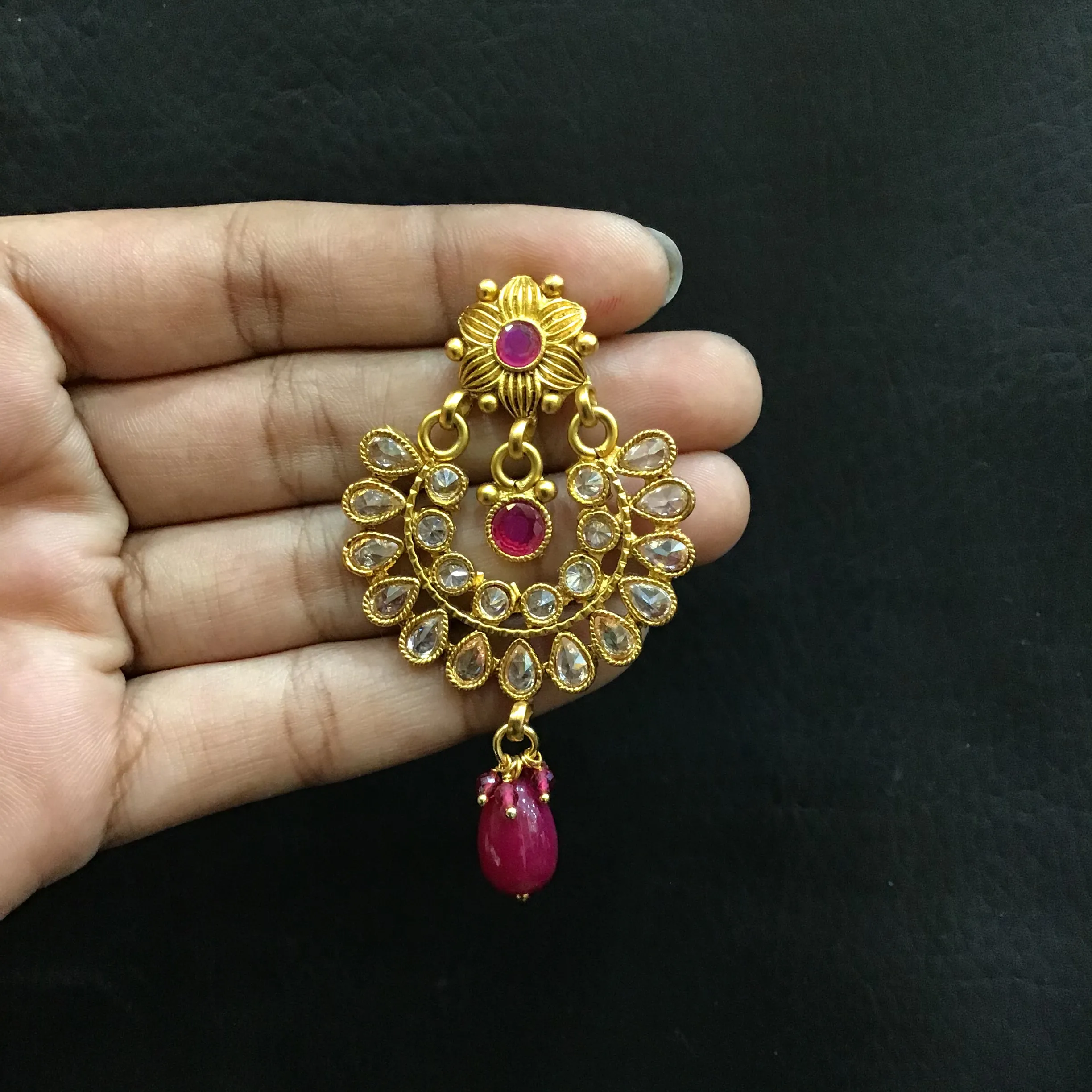 Ruby Gold Look Necklace Set 19687-6871