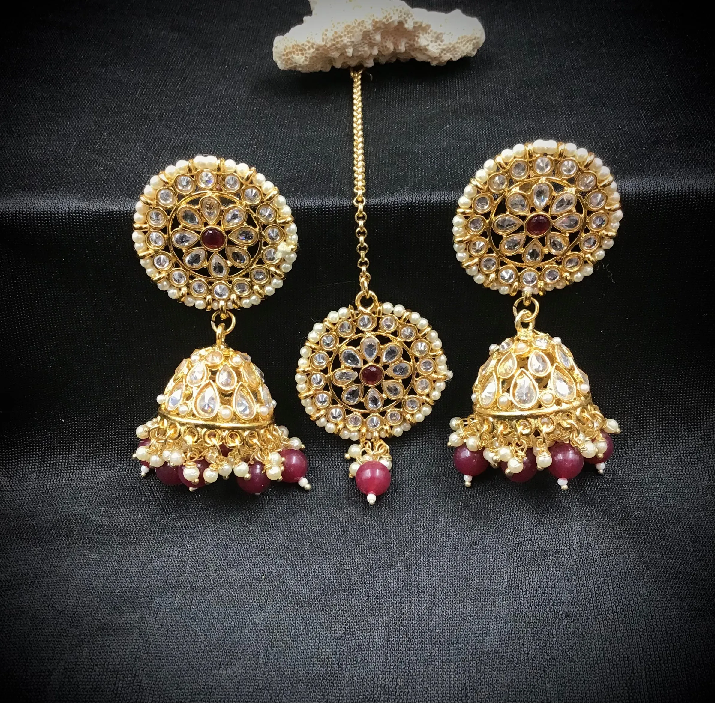Ruby Polki Necklace Set 14543-1632