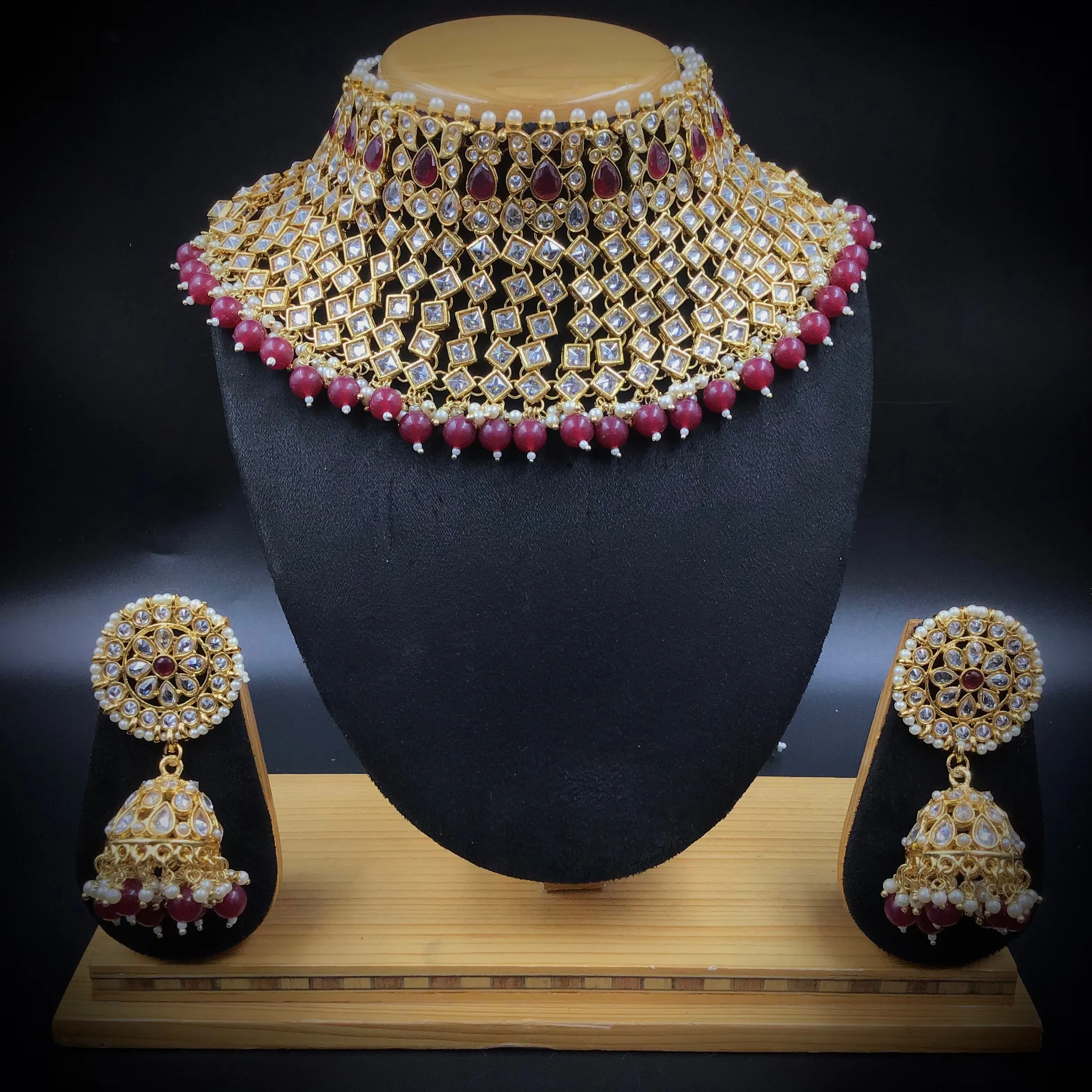 Ruby Polki Necklace Set 14543-1632