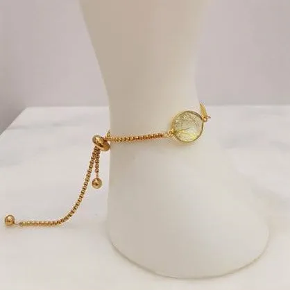 Rutilated Quartz Jeweled Slider Bracelet
