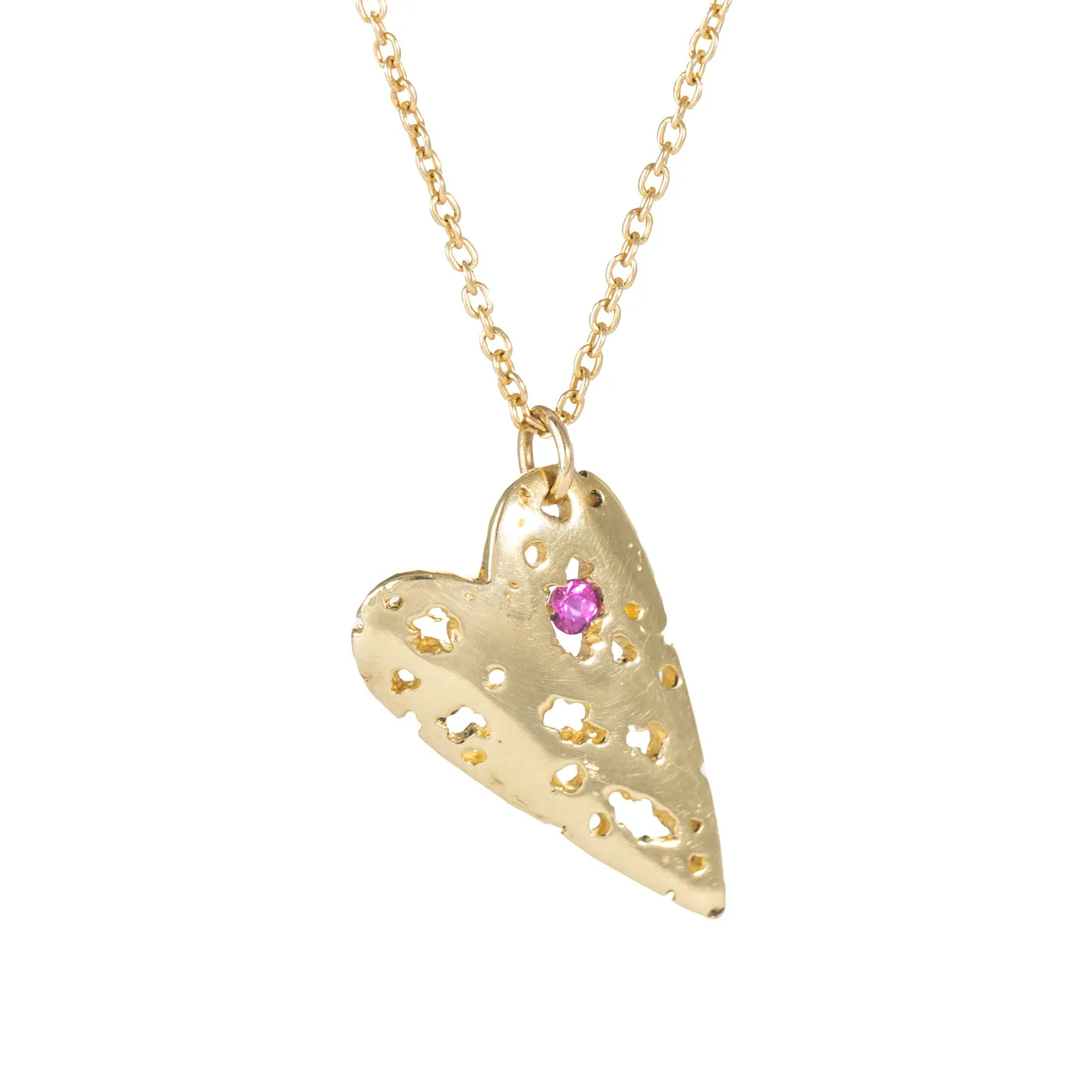 Shadow Heart Necklace - 14ky Gold   Ruby