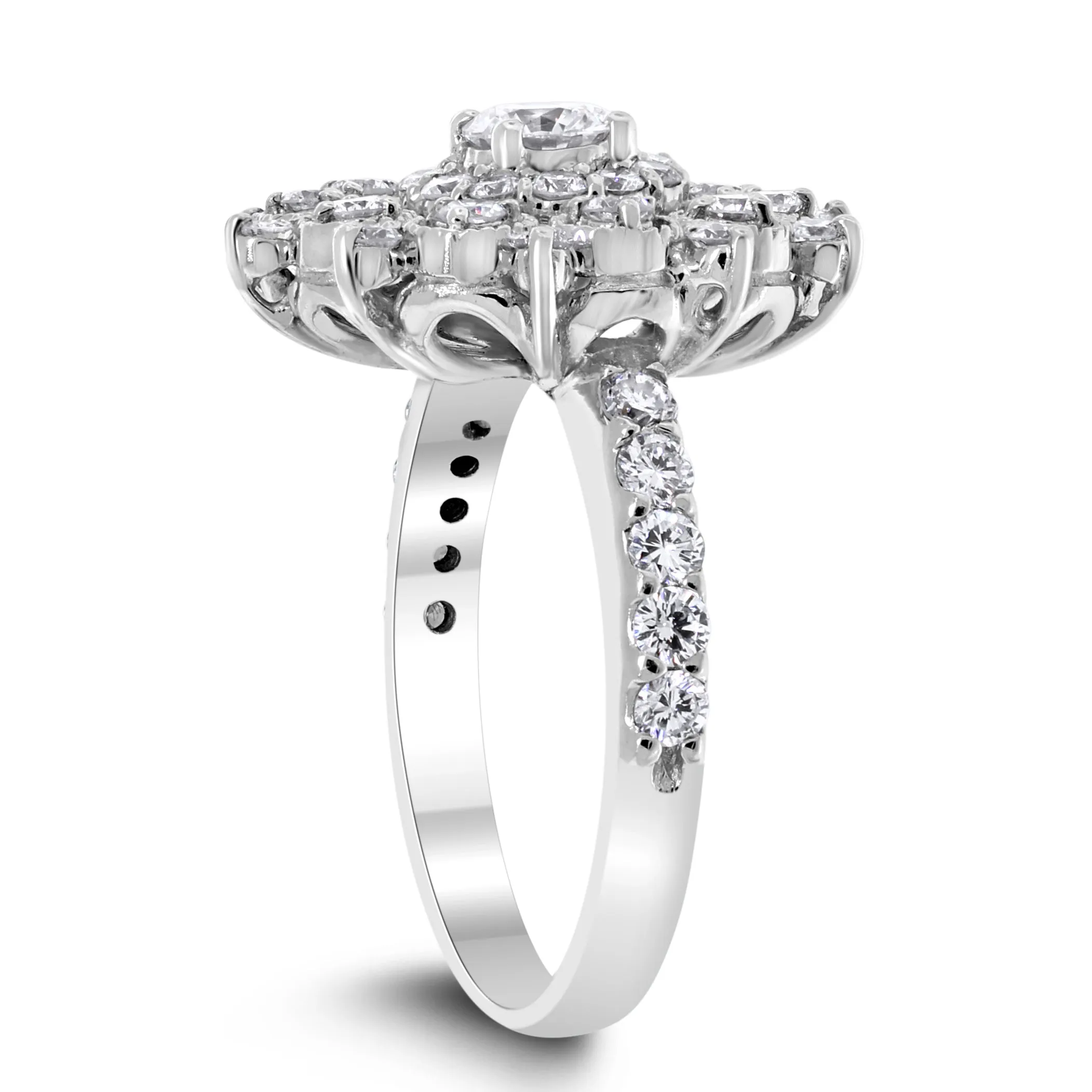 Snowflakes Diamond Ring (1.26 ct Diamonds) in White Gold