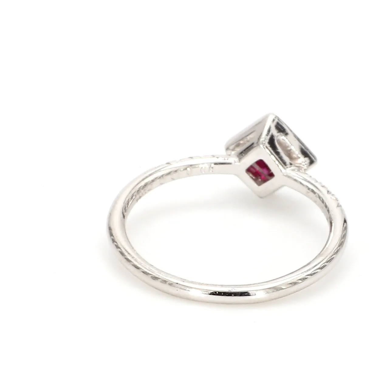 Square Ruby & Pave Diamond Engagement Ring