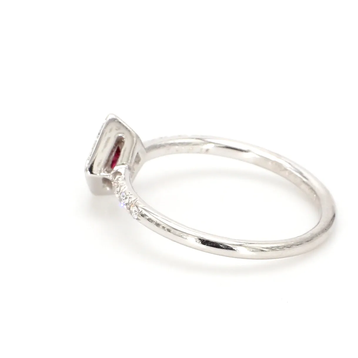Square Ruby & Pave Diamond Engagement Ring