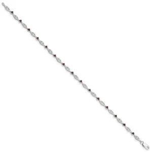 Sterling Silver Rhodium-plated Garnet Diamond Bracelet QX834GA
