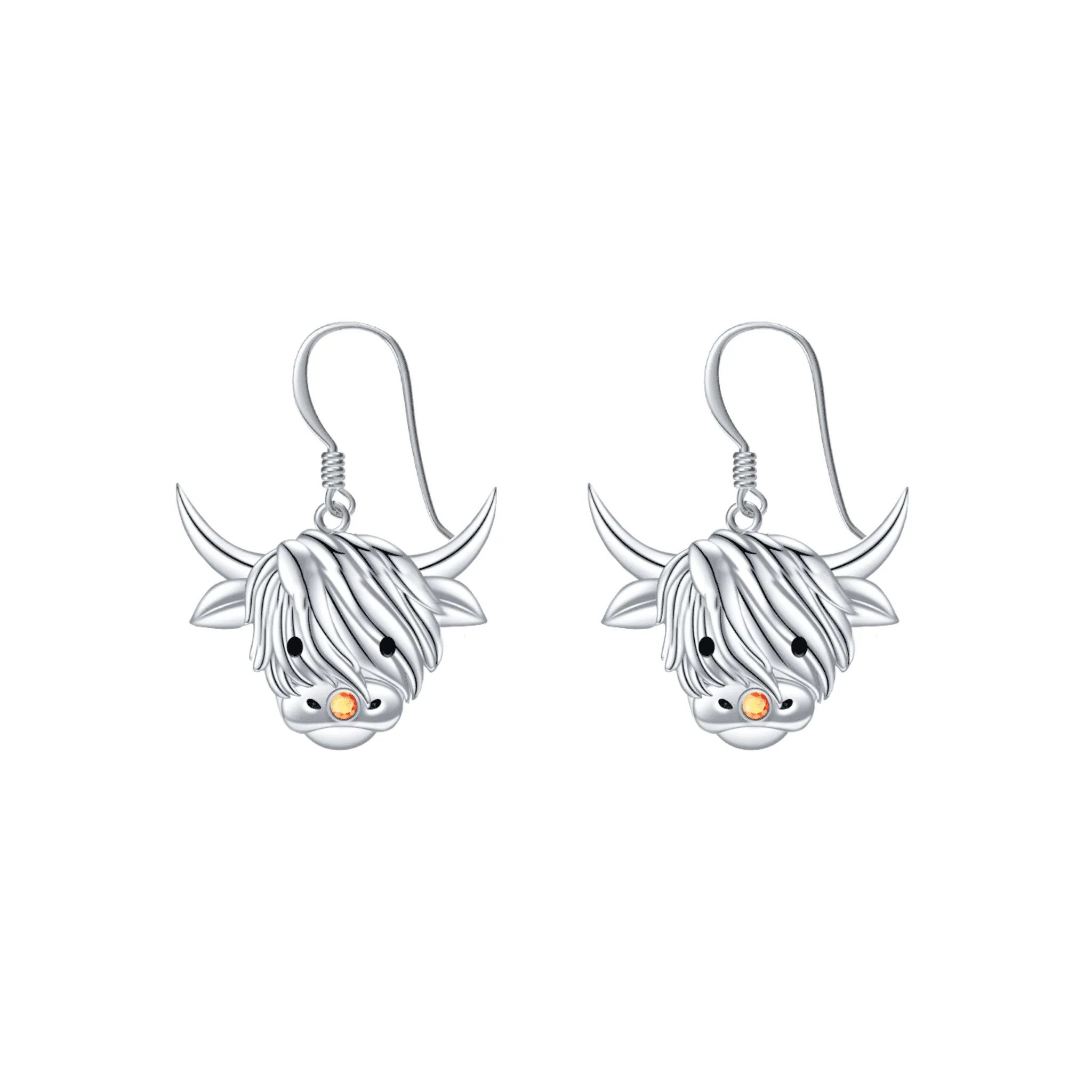 Sterling Silver Scottish Highland Cow Earrings