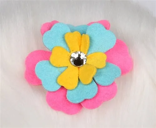 Susan Lanci Fantasy Flower Collection Hair Bow- Perfect Pink-Tiffi Blue-Sunshine