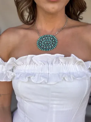 The High Desert Halo – Large Turquoise Cluster Necklace