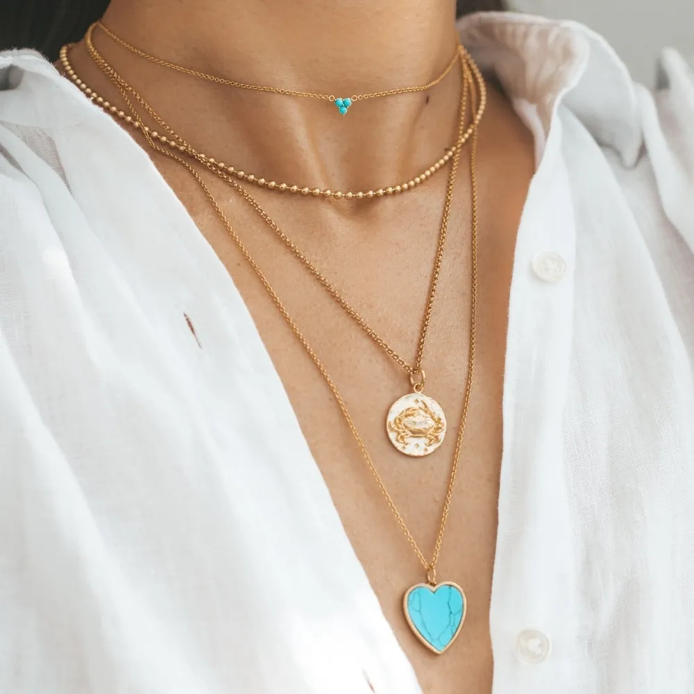 Trinity Necklace with Turquoise stones - Silver - SPS-255