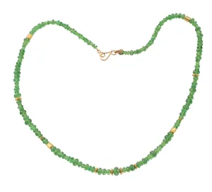Tsavorite Garnet & High Karat Gold Beaded Necklace