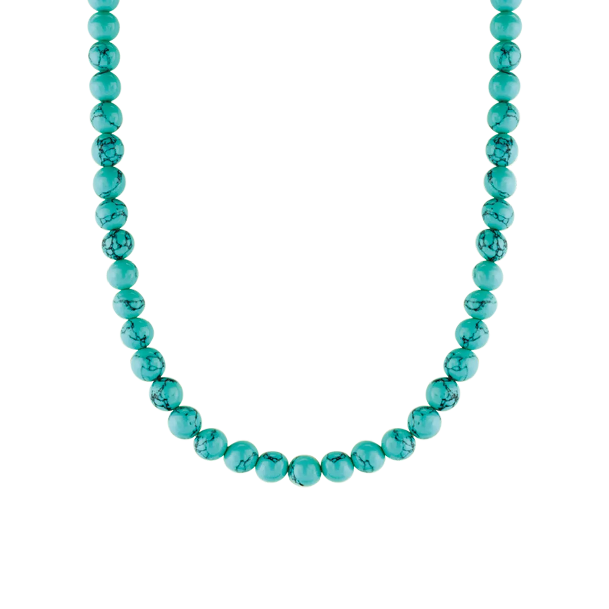Turquoise Bead Necklace - Silver - 3916TQ/42