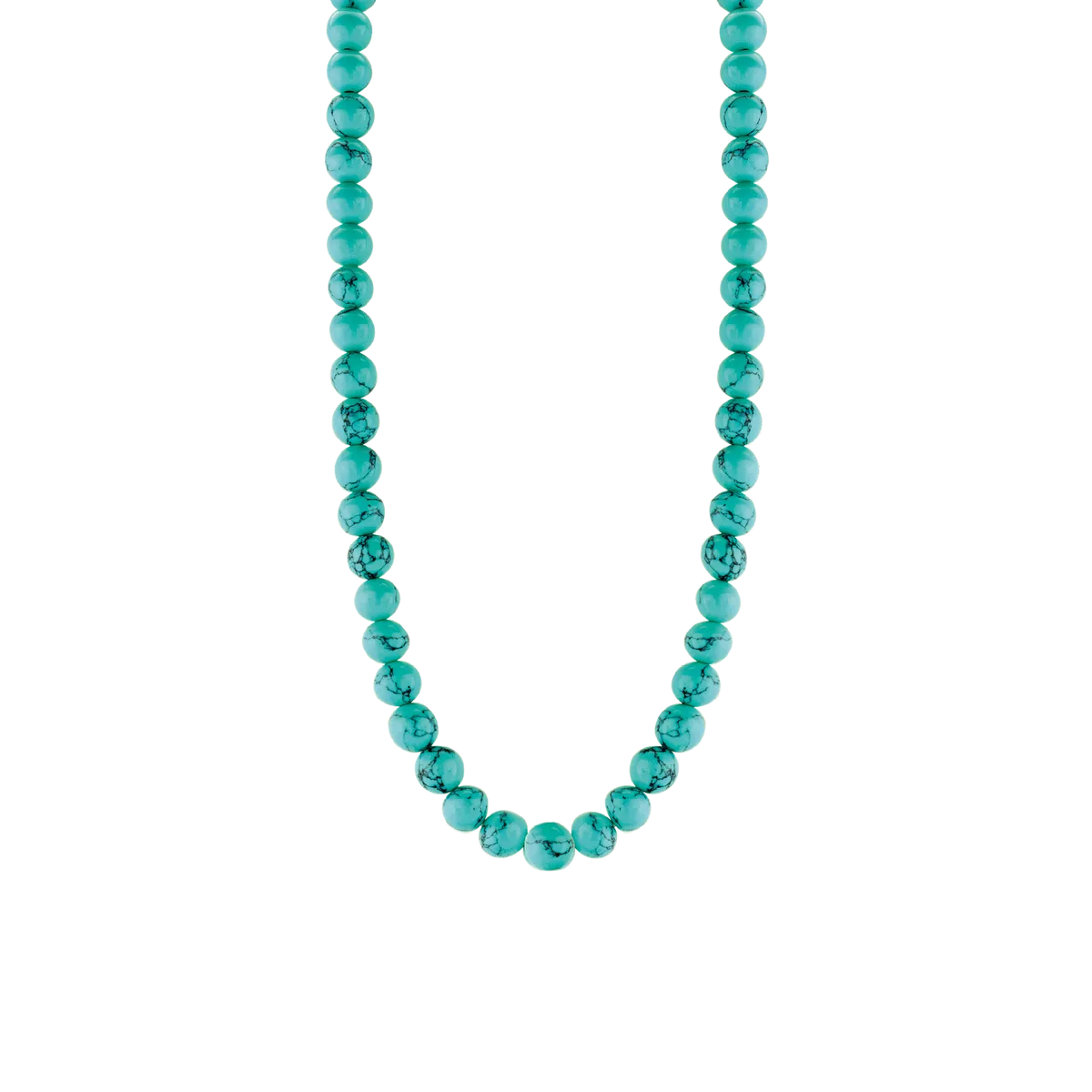 Turquoise Bead Necklace - Silver - 3916TQ/42