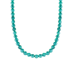 Turquoise Bead Necklace - Silver - 3916TQ/42