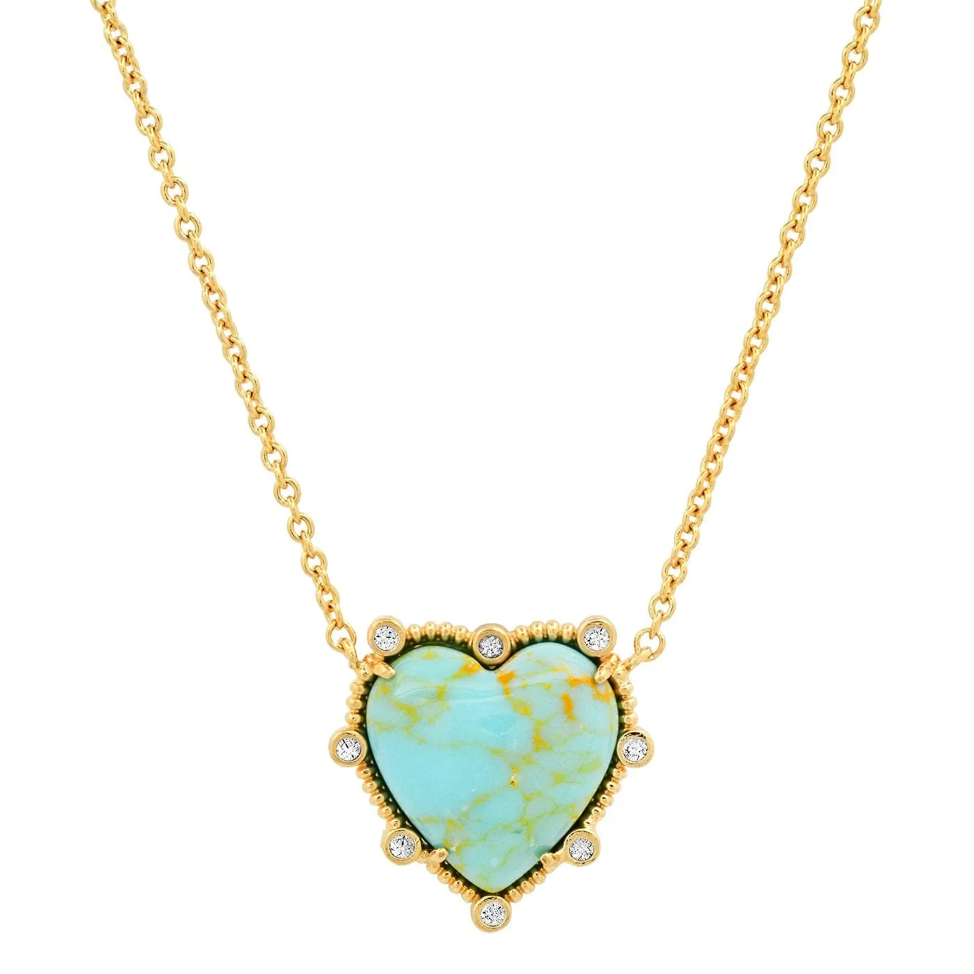 Turquoise Bezel Set Heart Pendant Necklace